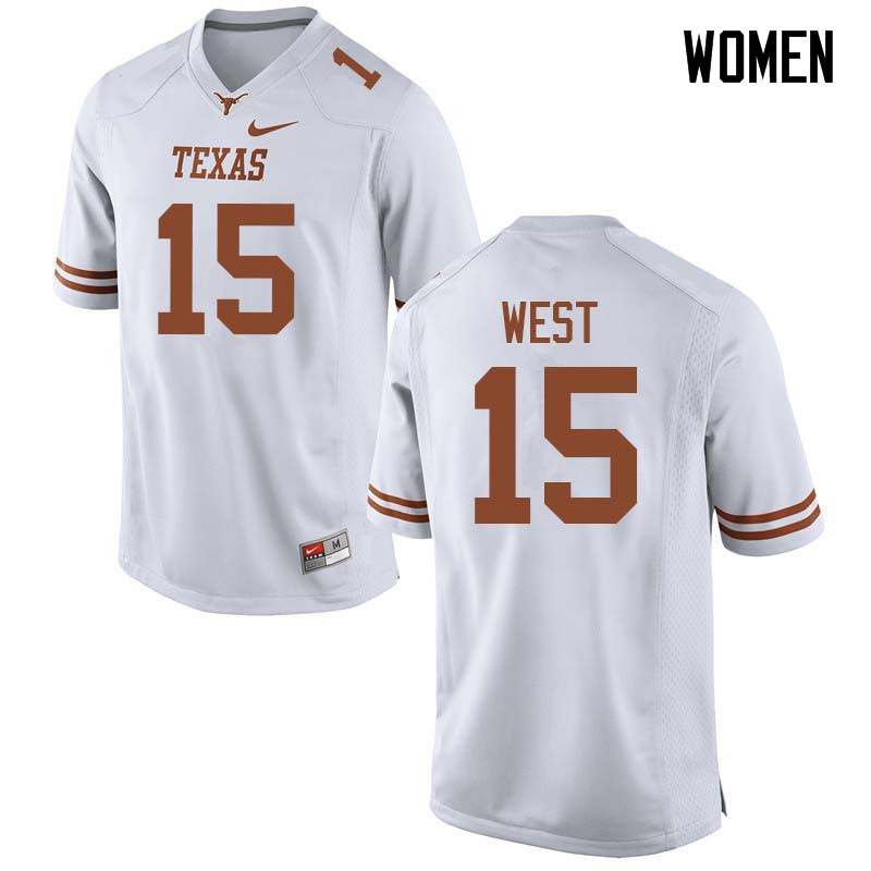 Women #15 Travis West Texas Longhorns College Football Jerseys Sale-White